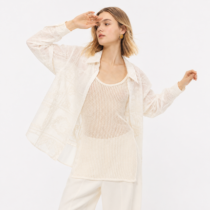 Lett Brodert Bluse til Dame – Elegant Sommertopp for Lag-på-Lag Stil