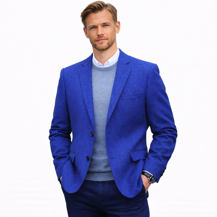 Herreblazer i Fiskebensmønster – Lett Slim Fit Dressjakke | Eleganter kleiner Blazer für Hochzeit, Fest und Business
