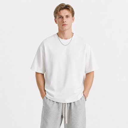 Oversized T-skjorte til Herre – Kortermet T-skjorte med Brodert Fiskemotiv
