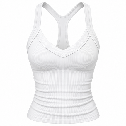 Ribbestrikket crop top med dyp V-hals