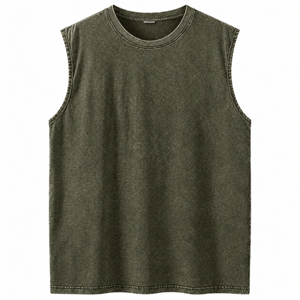 Ermeløs tanktop i vasket bomull med avslappet passform