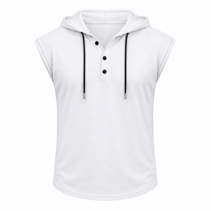 Ermeløs Hettevest til Herre – Sporty Tank Top med Snøring