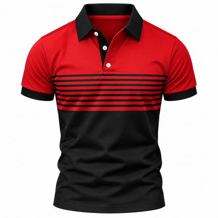 Stripet poloskjorte for menn med moderne print
