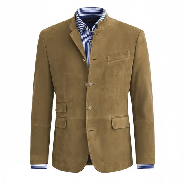 Semsket Blazerjakke for Herre – Elegant Ensfarget Jakke med Knapper | Perfekt til Høst og Vinter