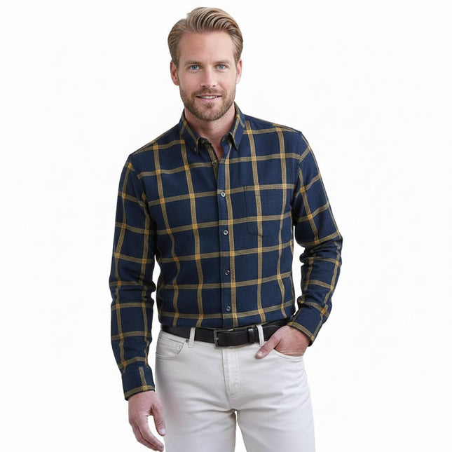 Vinter Skjorte for Menn – Tykk Flanellskjorte med Pelsfôr | Varm, Klassisk Rutete Skjorte til Hverdags og Formell Bruk