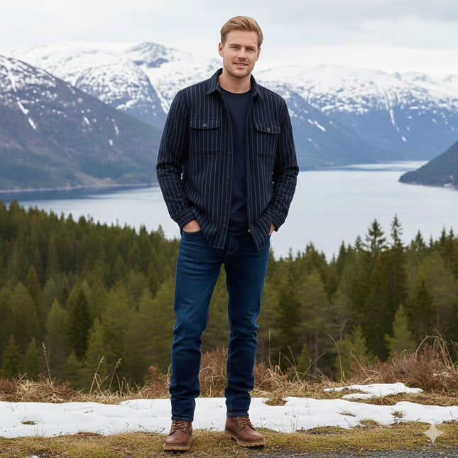 Vinter Skjorte for Menn – Tykk Flanellskjorte med Pelsfôr | Varm, Klassisk Rutete Skjorte til Hverdags og Formell Bruk